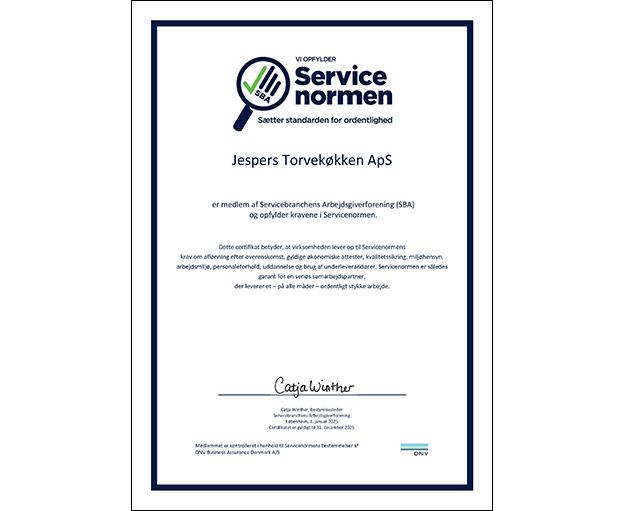 diplom for at vi lever op til Servicenormen